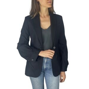 BCBGMAXAZRIA BALLOON SLEEVE BLACK WOOL BLEND SINGLE BUTTON BLAZER JACKET